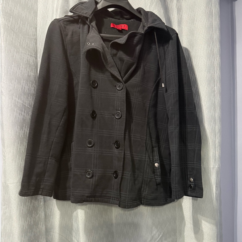 CoffeeShop Black Double-Breasted Pea Coat
